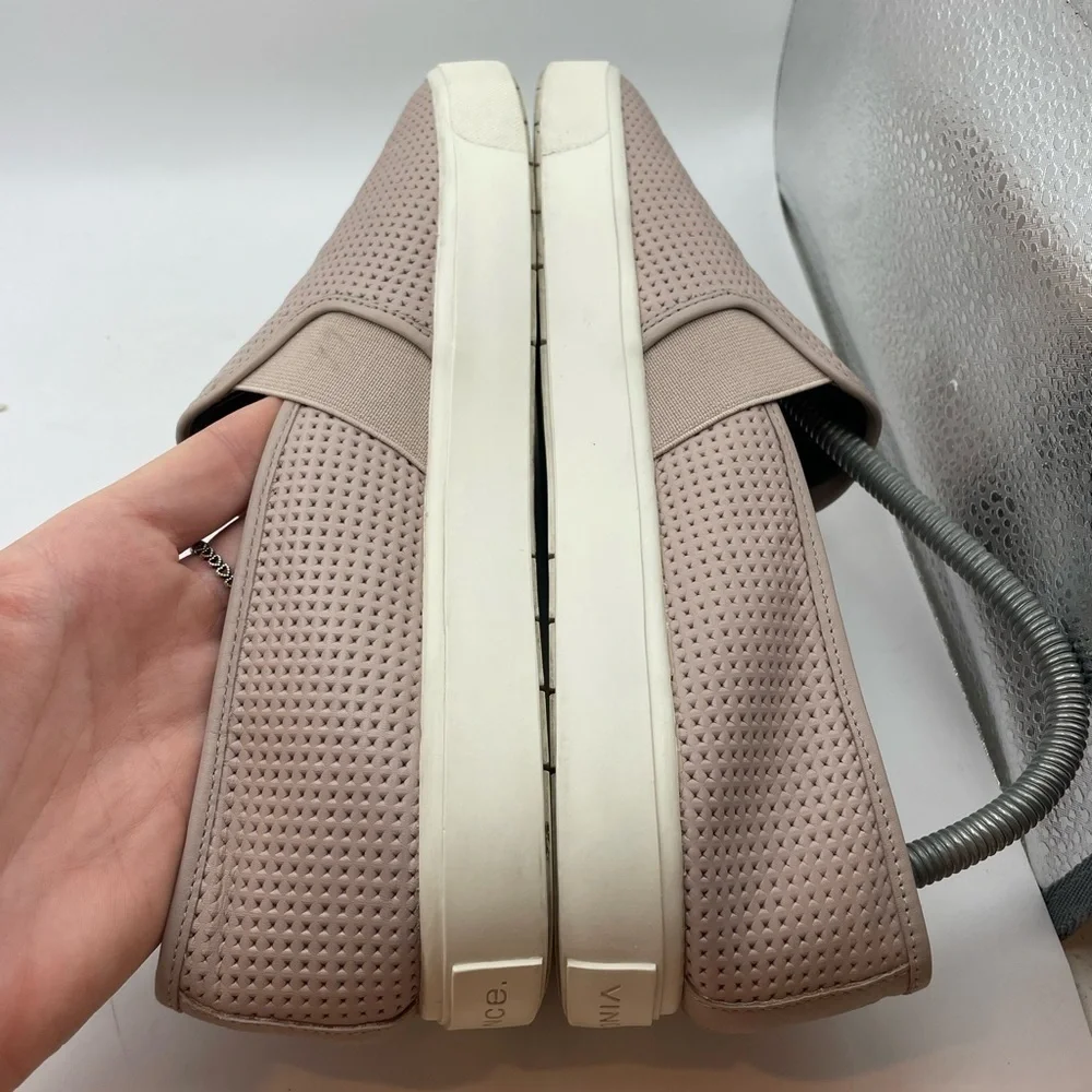 Vince pink leather perforated loafers size 8
